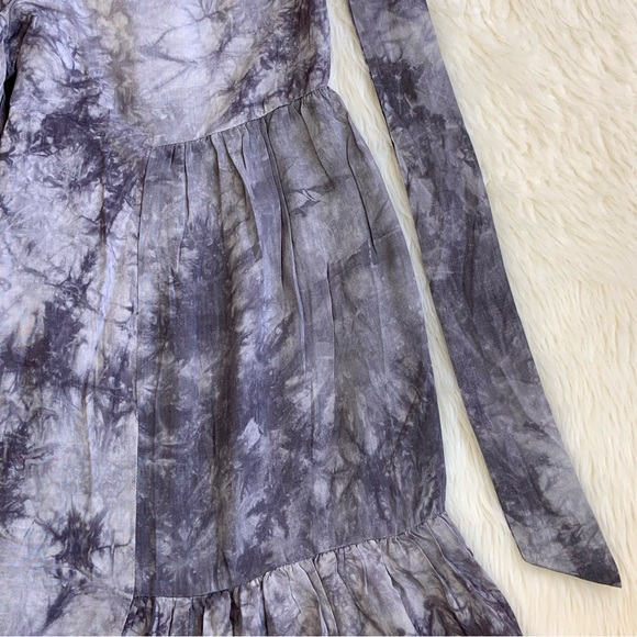 Eesome Smoky Purple Gray High Waist Tiered Flared Tie Dye Wide Leg Palazzo Pants - Picture 10 of 15